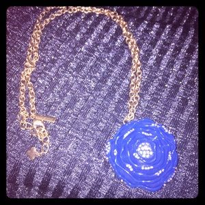Royal blue rose long necklace